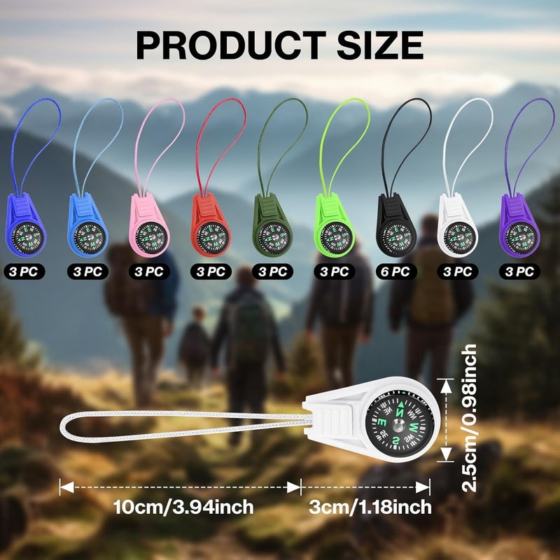 Taikula Mini Compass for Kids Keychain, Small Bulk Multi-Color Outdoor Camping Hiking Pocket Compass for Survival Kits Watchband Bracelet Necklace - Image 2